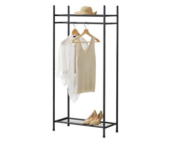 Ruhatartó állvány 2 polccal 130 x 60 x 30 cm acél fekete [en.casa]
