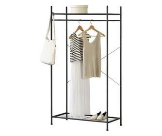 Ruhatartó állvány 2 polccal 150 x 80 x 40 cm acél fekete [en.casa]