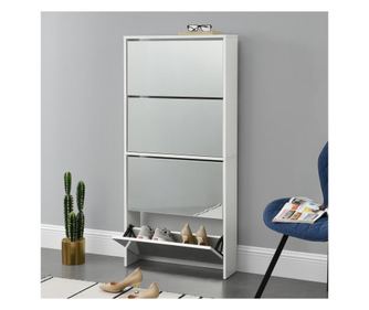 Cipőszekrény 4 tágas tárolórésszel 134 x 63 x 17cm fehér farostlemez [en.casa]