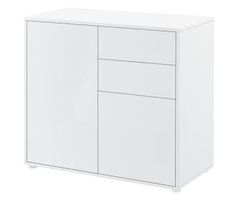 Komód 2 fiókkal és 2 szekrényajtóval paarl fehér magasfényű [en.casa]