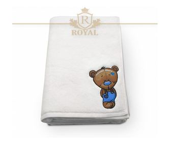 Prosop baie brodat model ursulet baietel, bumbac 100%, 70x140cm Royal Home