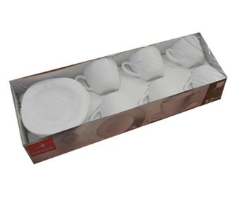 Bormioli Parma serviciu ceai, opal, 12 piese, 6 cesti 230ml si 6 farfurioare d14.2xh1.6cm