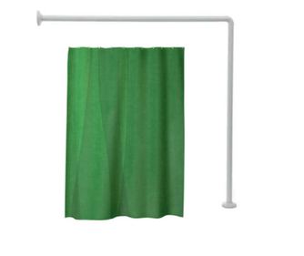 Set čelične kutne tuš šipke, 2 komada, 90 x 90 cm, sa zelenom zavjesom za tuš 180x180 cm i prstenovima za pričvršćivanje