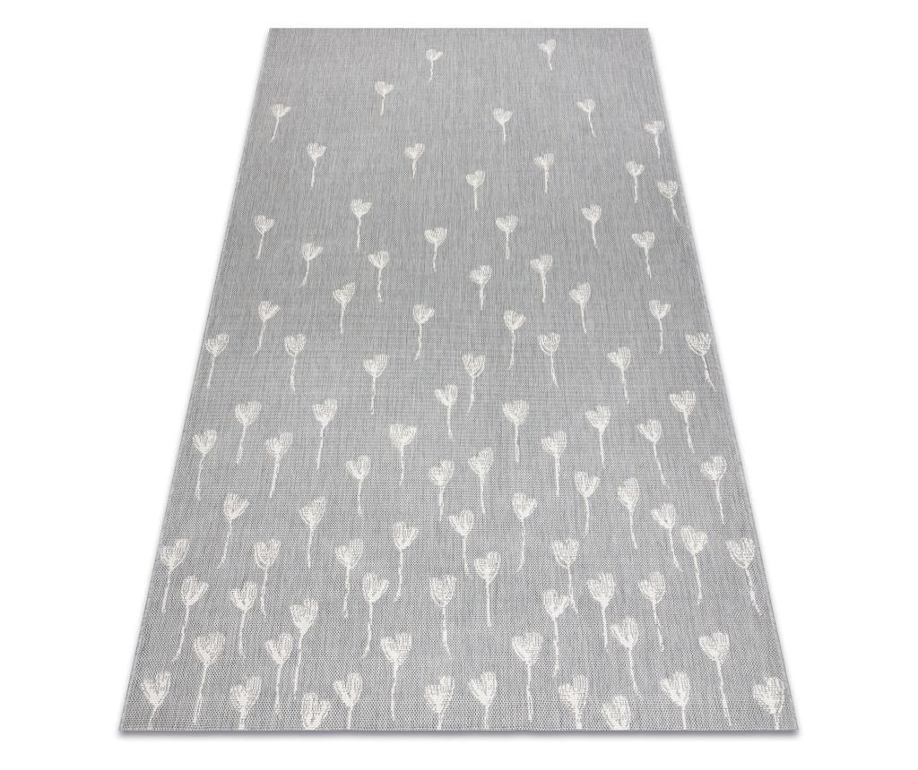 Covor sisal Flat 48779/637 Flori gri crem  160x230 cm  160x230 cm