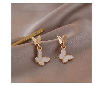 Cercei, Hovanci, model fluture, din aliaj placat cu aur 18K, model WMEH0042