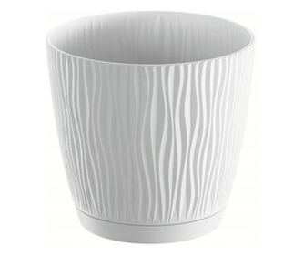 Dekoratív virágcserép, kerek, fehér, 1,6 L, 14,9x13,9 cm, Sandy P