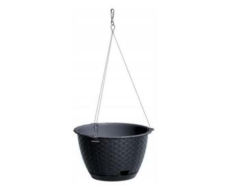 Okrasni cvetlični lonec z verigo, okrogel, antracit, 24,3×16 cm, Ratolla Round WS