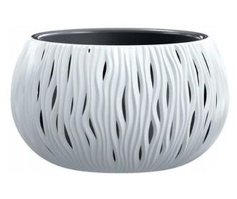 Ghiveci decorativ de flori, rotund, alb, 37x21.8 cm, Sandy Bowl
