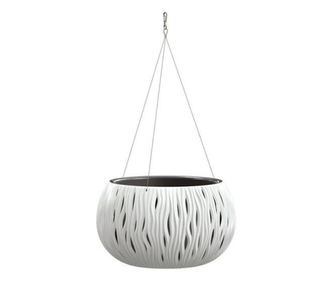 Dekoratív virágtartó lánccal, kerek, fehér, 23,8x16,1, Sandy Bowl WS