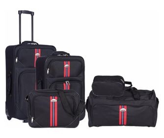 Set 5 bucati master penta, troler mediu,troler mic, geanta voiaj, geanta avion, geanta cosmetice, negru