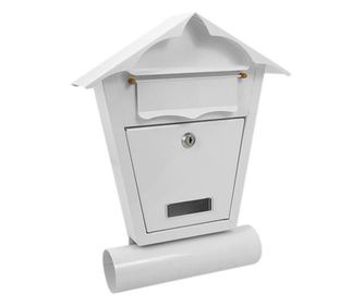 Poštanski sandučić s držačem za novine, bijeli, B6 veličina, 29.5×7.5×37.5 cm, Damech