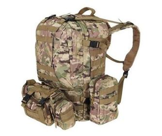 Ghiozdan/rucsac tactic, cu 3 compartimente detasabile, poliester 600D, 45 L, 50x16x60 cm, Isotrade