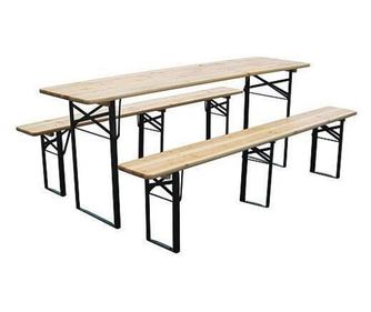 Σετ επίπλων κήπου/βεράντας, πτυσσόμενο, 1 τραπέζι, 2 πάγκοι, 175 εκ., Ντόρτμουντ