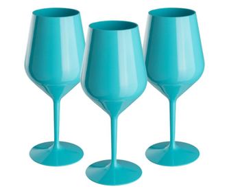 Set 3 pahare vin tritan, 470 ml, turcoaz, policarbonat, reutilizabil