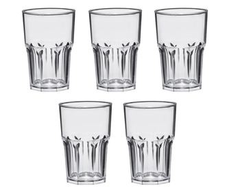 Set 5 pahare granity, transparent, 400 ml, policarbonat