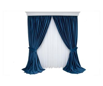 Set de 2 draperii din catifea,albastre, cu rejansa, semiopace , 250x250 cm