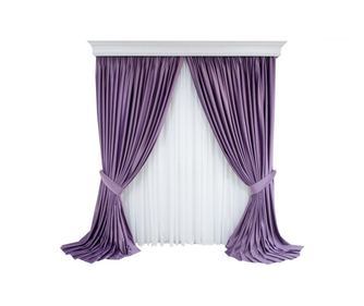 Set od 2 baršunastih zavjesa, lila boje, s trakom, poluprozirne, 140x250 cm