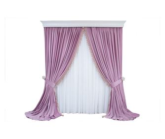 Set od 2 baršunaste zavjese s trakom, ružičaste, poluprozirne, s dodacima 200x250 cm