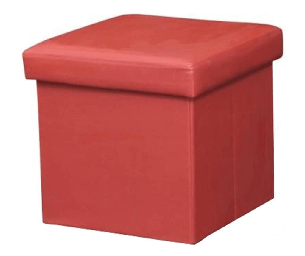 Folding Pouf Faux Leather Red 40x40x37 cm