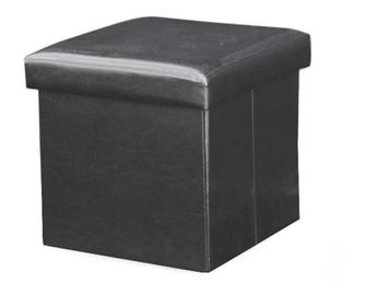 Összecsukható műbőr puff fekete 40x40x37 cm