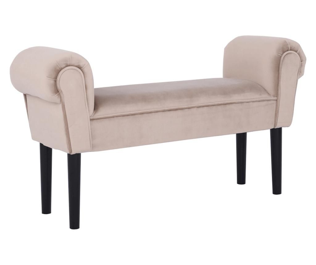 Rózsaszín bársony pad fekete fa lábakkal BURDA 100x30x56 cm