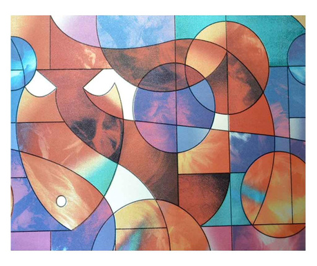 Folie pentru geam decorativa vitraliu geometric multicolor