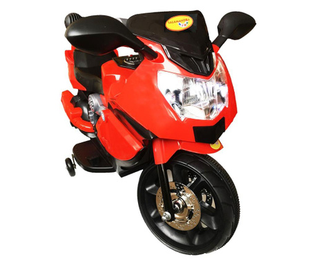 Jucarie motocicleta cu acumulator pentru copii cu roti ajutatoare salamandra kids, rosu
