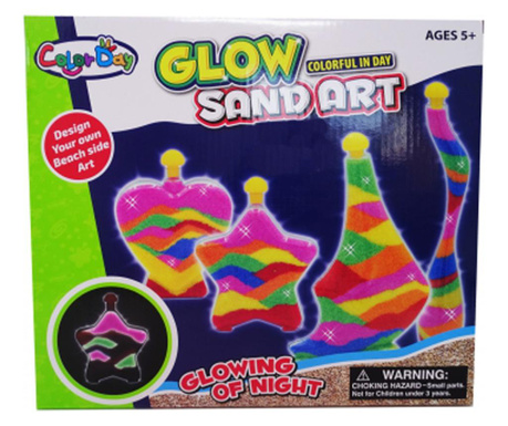 Set sticlute si nisip colorat, pentru copii