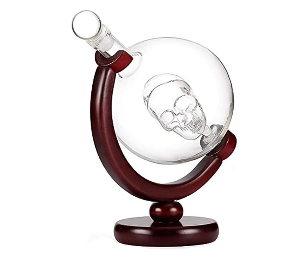 Set decantor skull power, design cu craniu, suport din lemn, materiale de calitate, 850 ml - 2