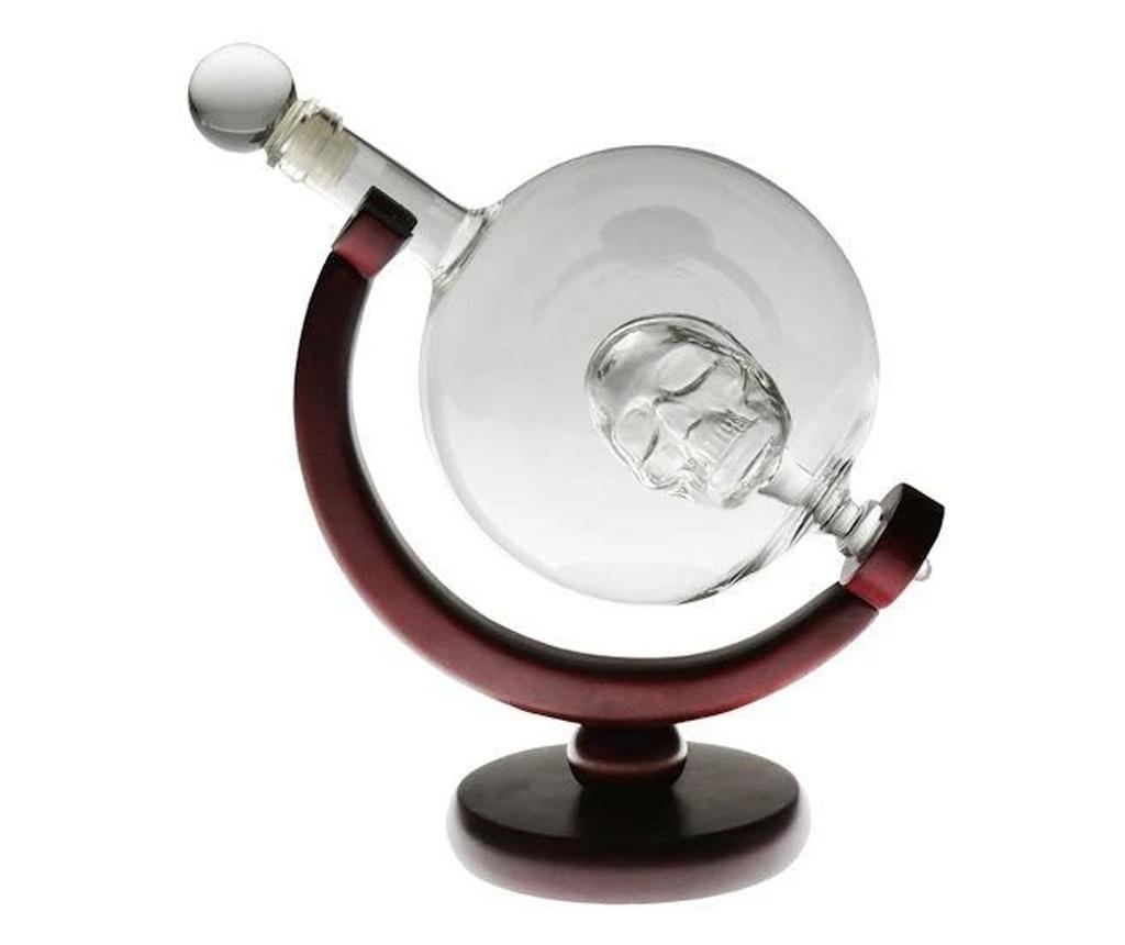 Set decantor skull power, design cu craniu, suport din lemn, materiale de calitate, 850 ml - 3