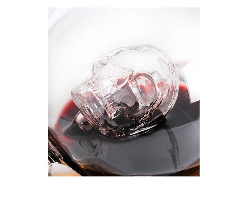 Set decantor skull power, design cu craniu, suport din lemn, materiale de calitate, 850 ml - 5