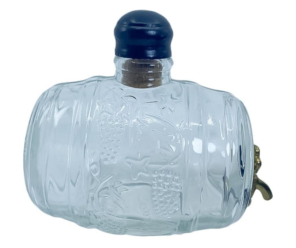 Decantor din sticla rustic drinks, cu suport din lemn, forma butoi cu robinet, 2 pahare incluse, dop din pluta, 750 ml, Doty - 4
