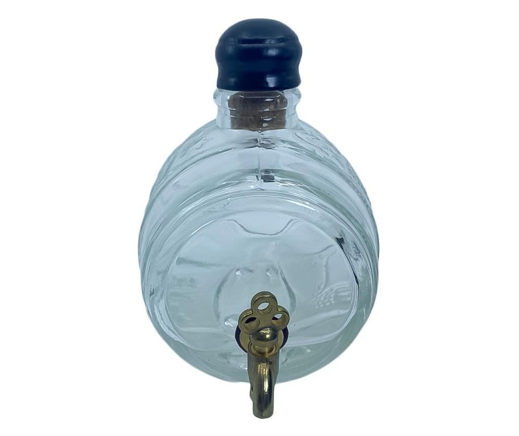 Decantor din sticla rustic drinks, cu suport din lemn, forma butoi cu robinet, 2 pahare incluse, dop din pluta, 750 ml, Doty - 5