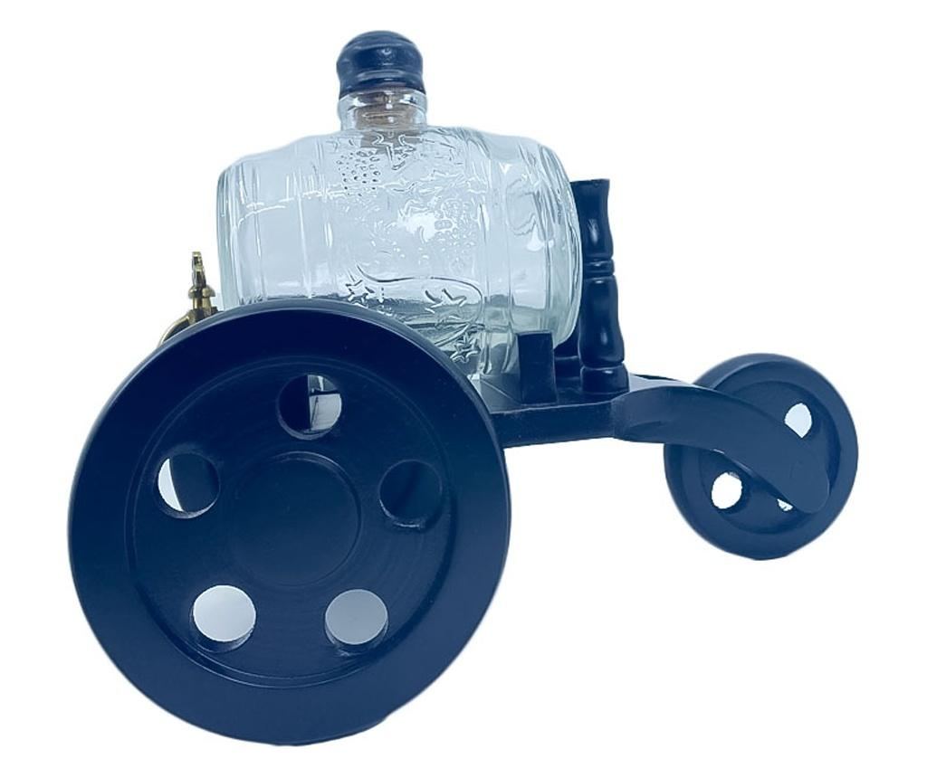 Decantor din sticla rustic drinks, cu suport din lemn, forma butoi cu robinet, 2 pahare incluse, dop din pluta, 750 ml, Doty - 6