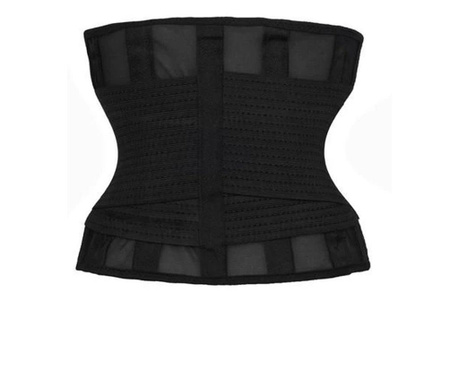 Centura clepsydra look, pentru slabit si modelarea taliei, tip corset, adaptare gratuala cu scai pentru talie, S/M, negru, dot
