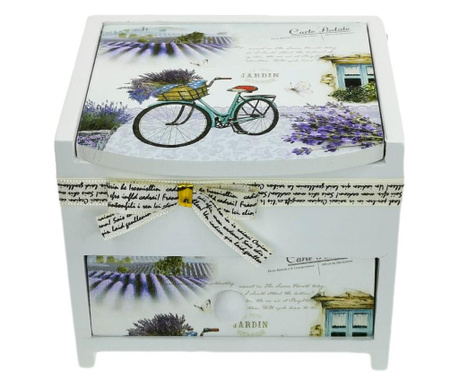 Cutie de bijuterii bicicleta cu jardieniere si lavanda cu 1 sertar 4look