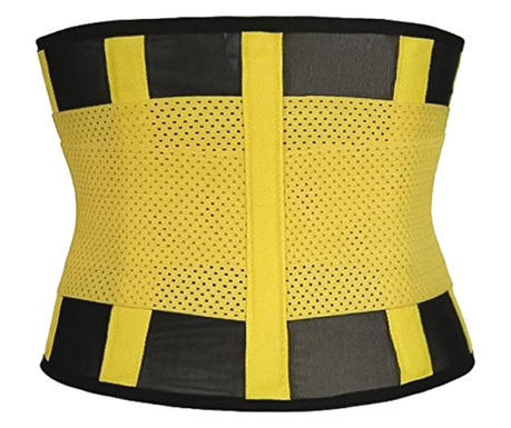 Centura de slabit caliente belt, din neotex, usor de purtat, eficienta, adaptare graduala cu scai, masura XXL, galben/negru, dot