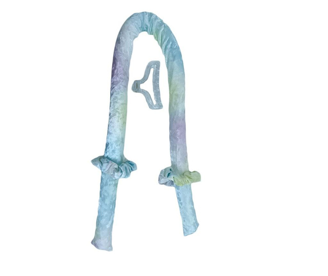 Bigudiu tip panglica ribboncurl, model curcubeu, accesorii incluse, usor de utilizat, 90 cm, turcoaz/roz, Doty  90x5 cm