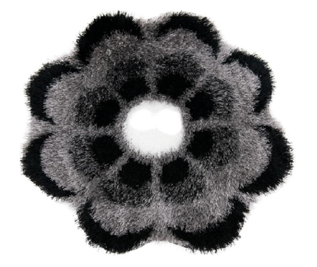 From add to High exposure Covor floare matase 3d, gri/negru 80x80 cm - Vivre