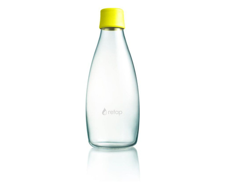 Бутилка за вода 0,8 л с лимон 100% био разградима капачка, скандинавски дизайн retap  8.8x8.8 см