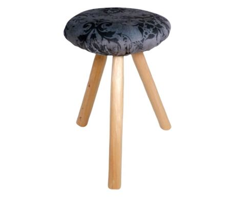 Scaun lemn masiv rustic tapitat cu catifea glamour gri inchis