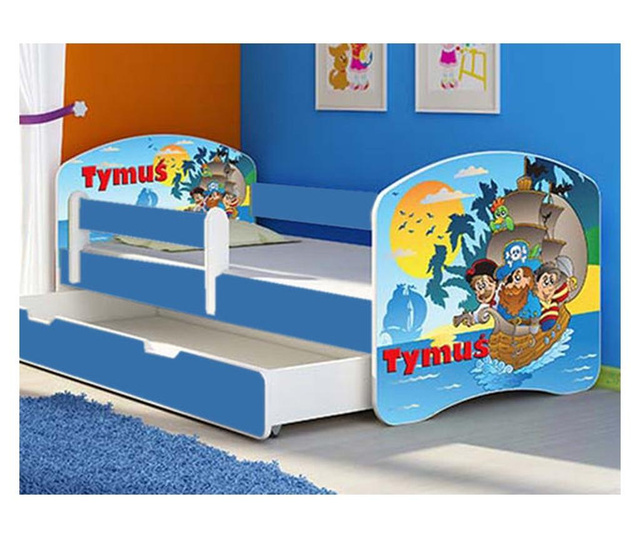 Patut tineret MyKids pirates cu sertar si saltea 140x70