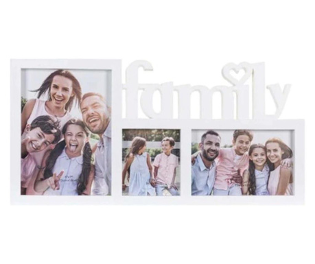 Rama foto family, 3 poze, 40x20 cm, alb