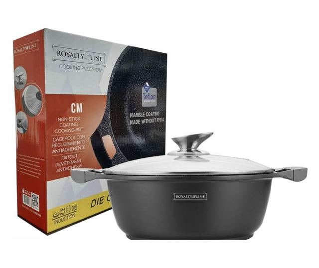 Cratita marmorata cu capac 26 cm, 3 litri, RL-BR26cm Royalty Line