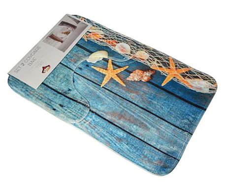 Set 2 covoare baie print SEA, Casa Plastor, 75x45 cm