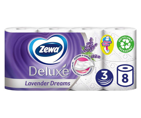 Hartie igienica Zewa Deluxe Lavender Dreams, 3 straturi, 8 role
