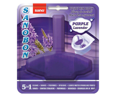 Odorizant solid Sano pentru vasul toaletei, Bon Purple Lavander, 55g