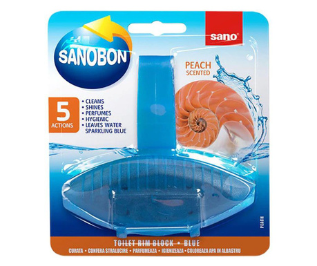 Odorizant solid Sano pentru vasul toaletei, Bon Blue Peach, 55g