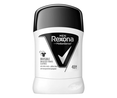 Deodorant antiperspirant stick Rexona Invisible Black and White Barbati 50 ml