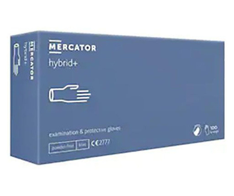 Set 100 manusi unica folosinta Mercator Hybrid marimea XL albastre